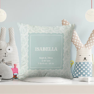 Elegante Seafoam Groene Faux Kant Jongen Meisje Kw Kussen