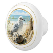 Elegante Seagull Beach Coastal Keramische Knop (Rechts)