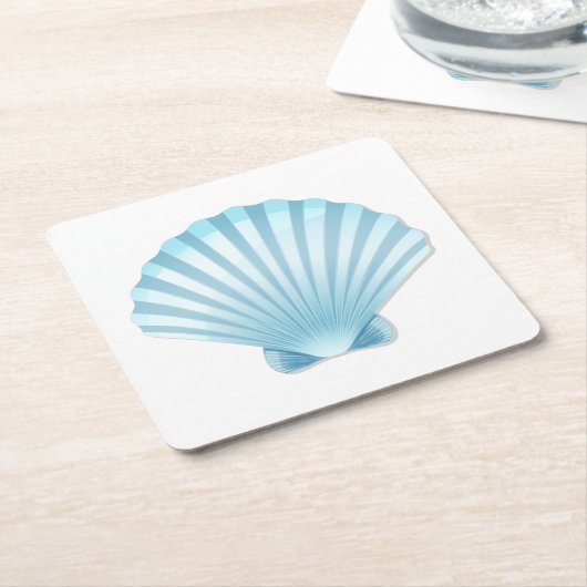 Elegante Seashell Beach Blue Nautische bruiloft Kartonnen Onderzetters (Schuin)