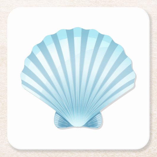 Elegante Seashell Beach Blue Nautische bruiloft Kartonnen Onderzetters (Voorkant)