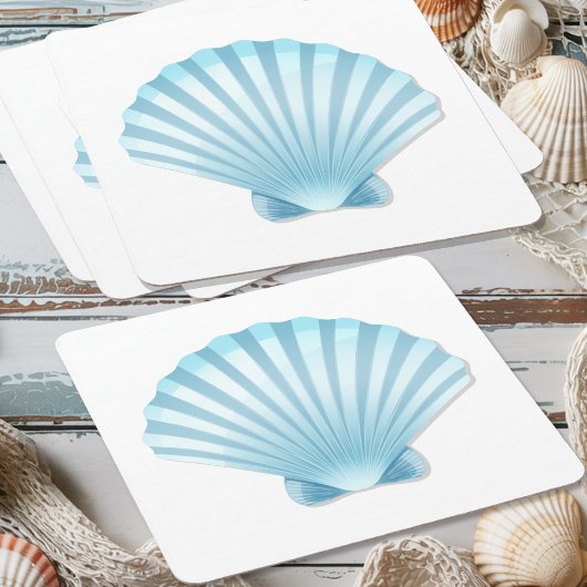 Elegante Seashell Beach Blue Nautische bruiloft Kartonnen Onderzetters