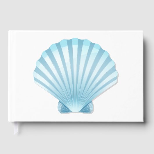Elegante Seashell Blue Nautical Beach Wedding Gastenboek (Voorkant)