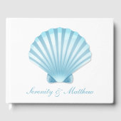 Elegante Seashell Blue Nautical Beach Wedding Gastenboek (Voorkant)