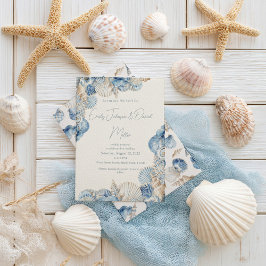 Elegante Seashell Border Wedding Kaart