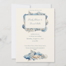 Elegante Seashell Border Wedding Kaart