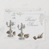 Elegante Seashell  bruidsdouche Uitnodiging (Voorkant / Achterkant)