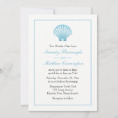 Elegante Seashell bruiloft blauw nautisch strand Kaart (Voorkant)