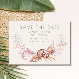 Elegante Seashell Foto Strand Bruiloft Save the Da Date
