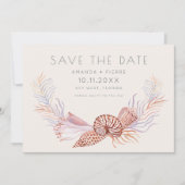 Elegante Seashell Foto Strand Bruiloft Save the Da Save The Date (Voorkant)