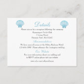 Elegante Seashell Wedding Details Blue Beach Informatiekaartje (Voorkant)