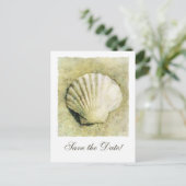 Elegante Seashell Wedding Save the Date Briefkaart (Staand voorkant)