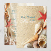 Elegante Seashells Beach bruiloft repetitie diner Kaart (Voorkant / Achterkant)