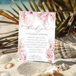 Elegante Seashells Corals Wedding Bedankkaart