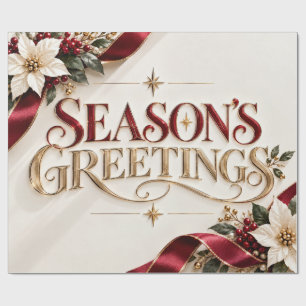Elegante Seizoensgroeten Bordeaux Kerstmis Cadeaupapier