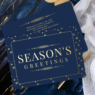 Elegante Seizoensgroeten Navy Zakelijk Folie Feestdagenkaart