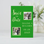 Elegante selderij & bos groene bruiloft foto's save the date (Staand voorkant)