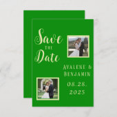 Elegante selderij & bos groene bruiloft foto's save the date (Voorkant / Achterkant)