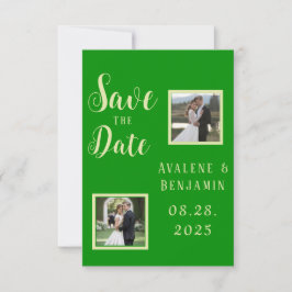 Elegante selderij & bos groene bruiloft foto's save the date