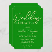 Elegante selderij en bos groene bruiloft kaart (Voorkant / Achterkant)