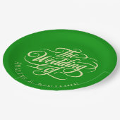 Elegante selderij en bos groene bruiloft papieren bordje (Gekanteld)