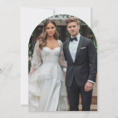 Elegante selderij en bos groene foto bruiloft kaart (Achterkant)