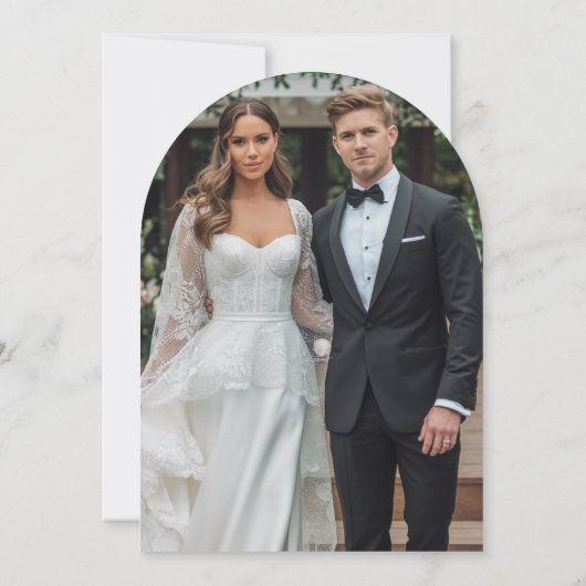 Elegante selderij en bos groene foto bruiloft kaart (Achterkant)