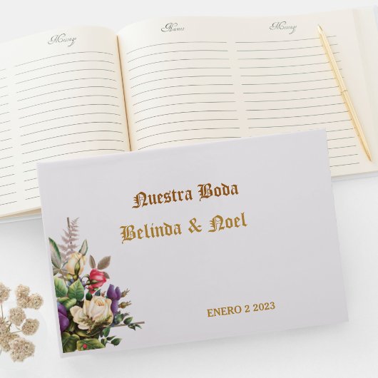 Elegante ,sencillo dorado de Boda Libro de visitas Gastenboek