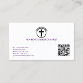 Elegante Senior Pastor Gold Cross & Wave Paarse Visitekaartje (Achterkant)