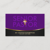 Elegante Senior Pastor Gold Cross & Wave Paarse Visitekaartje (Voorkant)