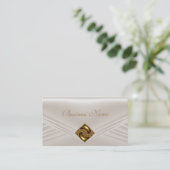 Elegante Sepia Beige Amber Jewel Visitekaartje (Staand voorkant)