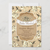 Elegante Sepia Bloemen & Kolibries Kaart (Voorkant)