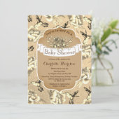  Elegante Sepia Bloemen & Kolibries Kaart (Staand voorkant)