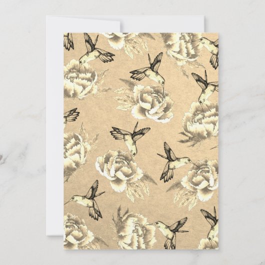 Elegante Sepia Bloemen & Kolibries Kaart (Achterkant)