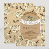  Elegante Sepia Bloemen & Kolibries Kaart (Voorkant / Achterkant)