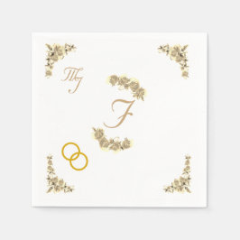 Elegante sepia bloemen monogrammed bruiloft servet