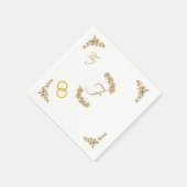 Elegante sepia bloemen monogrammed bruiloft servet (Hoek)