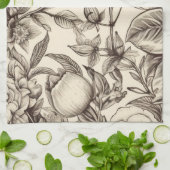 Elegante Sepia Botanisch met Gelaagde Bloemen Theedoek (Gevouwen)