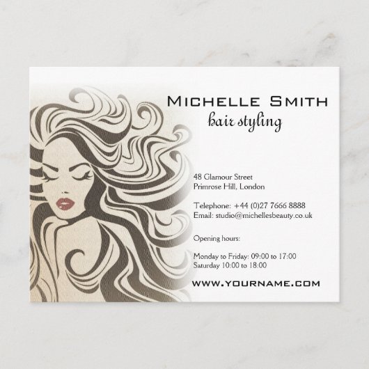 Elegante Sepia Chic Golvende Kapsels Haarextensies Briefkaart (Voorkant)