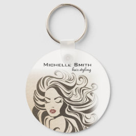 Elegante Sepia Chic Golvende Kapsels Haarextensies Sleutelhanger