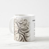 Elegante Sepia Chic Golvende Kapsels Haarextension Koffiemok (Voorkant links)