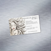 Elegante Sepia Chic Wavy Haarstijl Hair Extensions Magnetisch Visitekaartje (Voorbeeld)