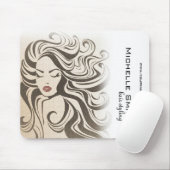 Elegante Sepia Chic Wavy Haarstijl Hair Extensions Muismat (Met muis)