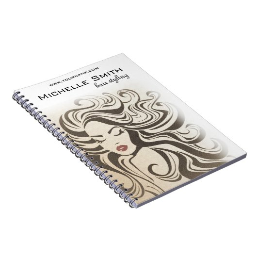 Elegante Sepia Chic Wavy Haarstijl Hair Extensions Notitieboek (Rechterzijde)