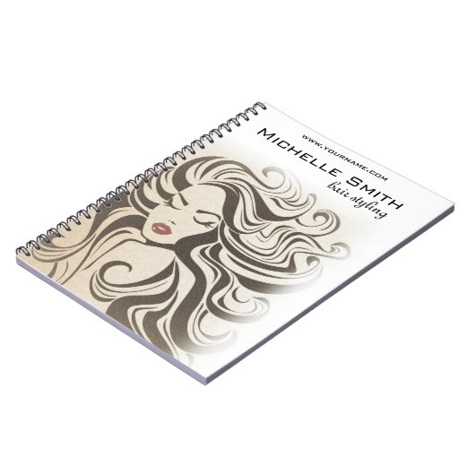 Elegante Sepia Chic Wavy Haarstijl Hair Extensions Notitieboek (Linkerzijde)