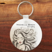 Elegante Sepia Chic Wavy Haarstijl Hair Extensions Sleutelhanger (Voorkant)