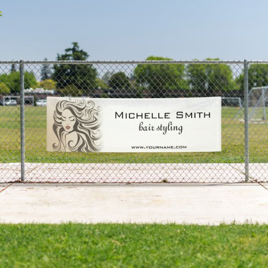 Elegante Sepia Chic Wavy Haarstijl Hair Extensions Spandoek (Insitu)