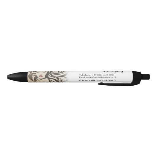 Elegante Sepia Chic Wavy Haarstijl Hair Extensions Zwarte Inkt Pen (Bodem)