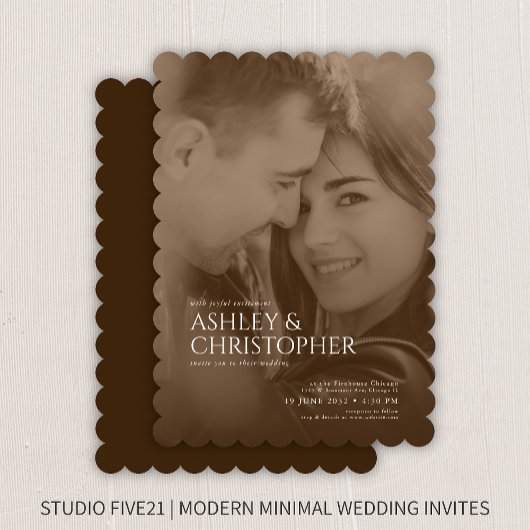 Elegante Sepia Duotone foto bruiloft Kaart