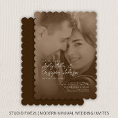 Elegante Sepia Duotone foto bruiloft Kaart