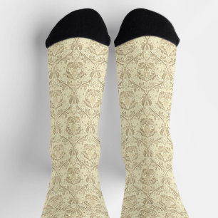 Elegante Sepia Tane Bloemmotief Sokken